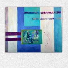 Kunstwerk abstrakt  Buchstaben blau türkis Nr. 961