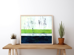 Kunstwerk abstrakt grün,weiß, dunkelblau 944