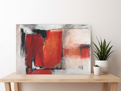 Kunstwerk abstrakt rot, schwarz, weiß   955