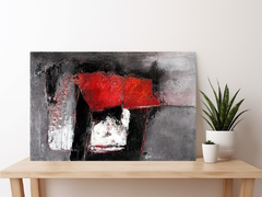 Kunstwerk abstrakt  rot, schwarz, grau   957