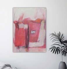 Kunstwerk abstrakt, pink weiß  2260