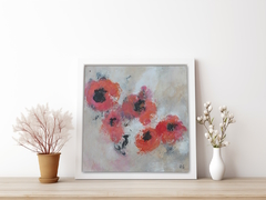 Blumen abstrakt, rot, pink, beige   2277